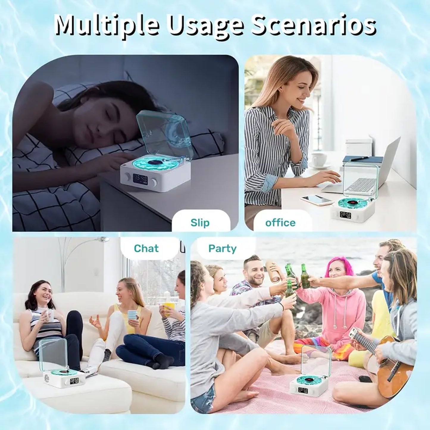 Wave Vinyl Bluetooth Speaker with Ambient Lights