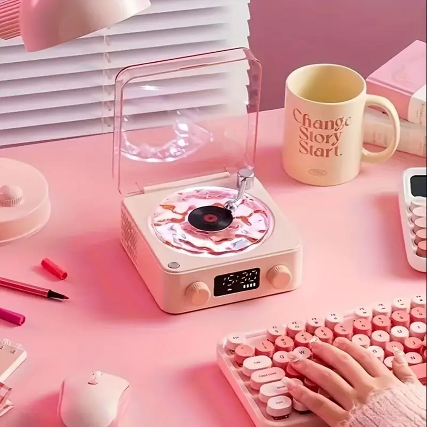 Wave Vinyl Bluetooth Speaker with Ambient Lights