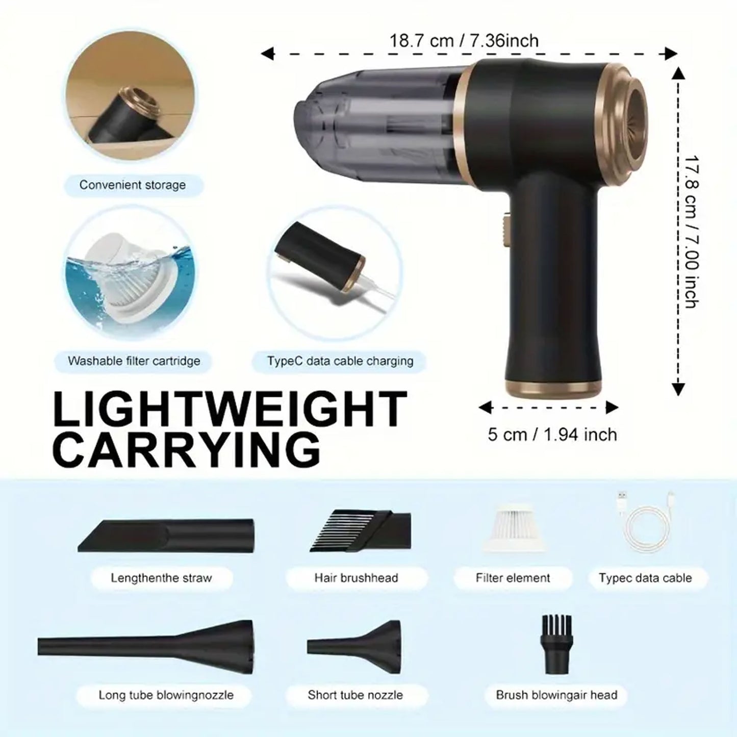 Wireless Car Vacuum Cleaner – Portable High Power Cleaning for Home & Car