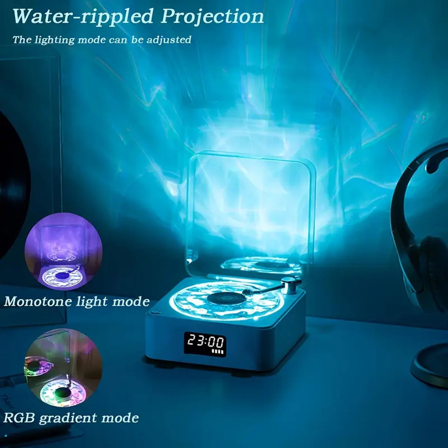 Wave Vinyl Bluetooth Speaker with Ambient Lights