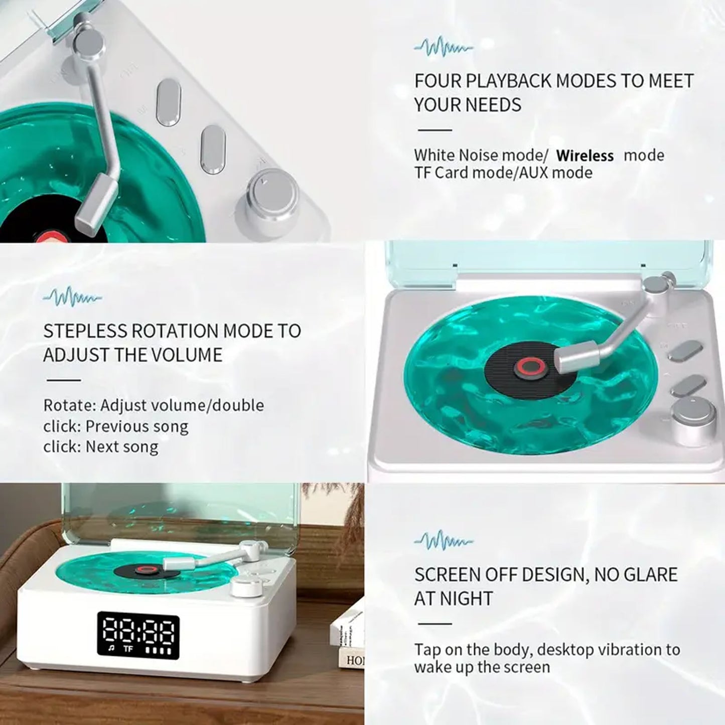 Wave Vinyl Bluetooth Speaker with Ambient Lights