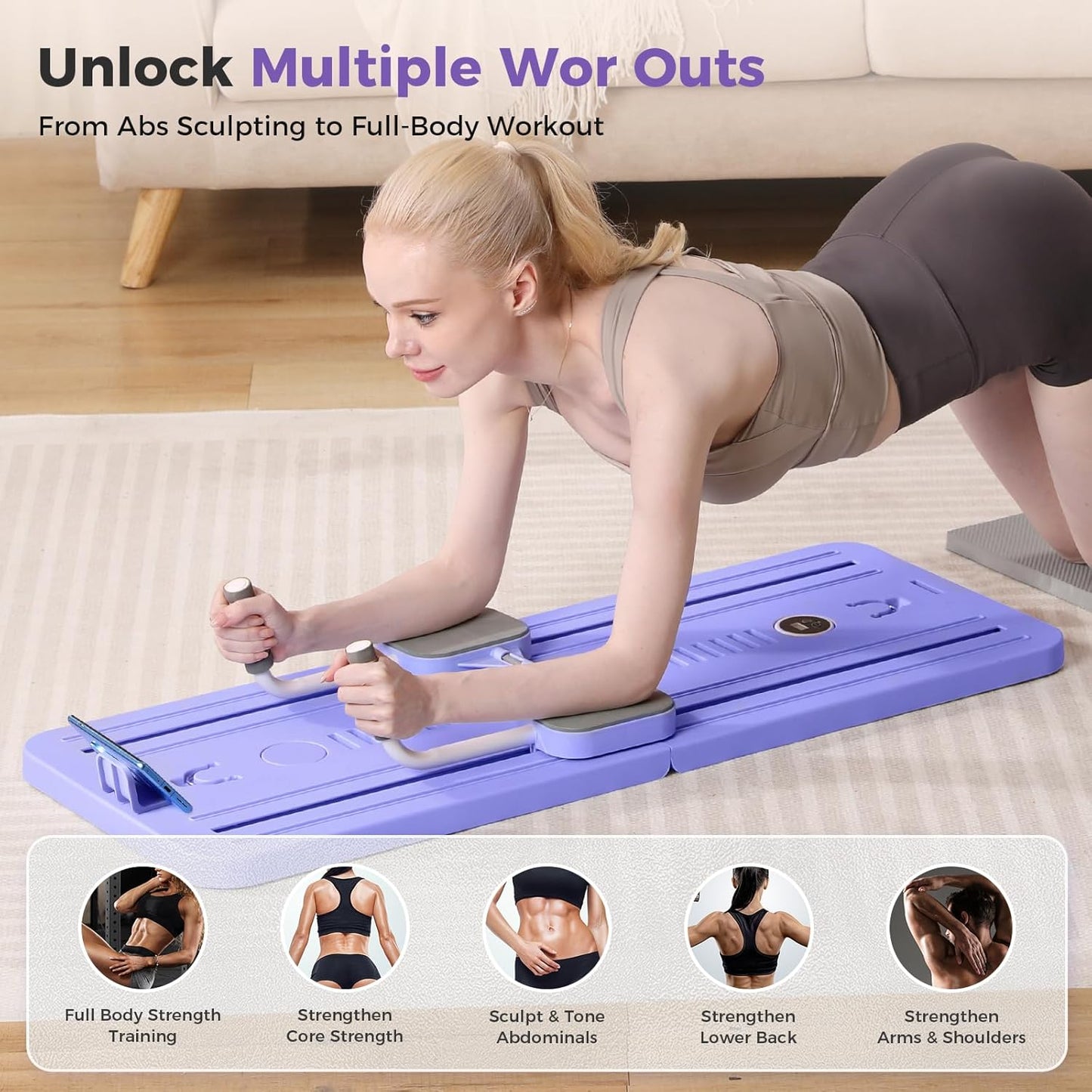 Adjustable Pilates Board Ab & Push-up Workout Board- Yoga