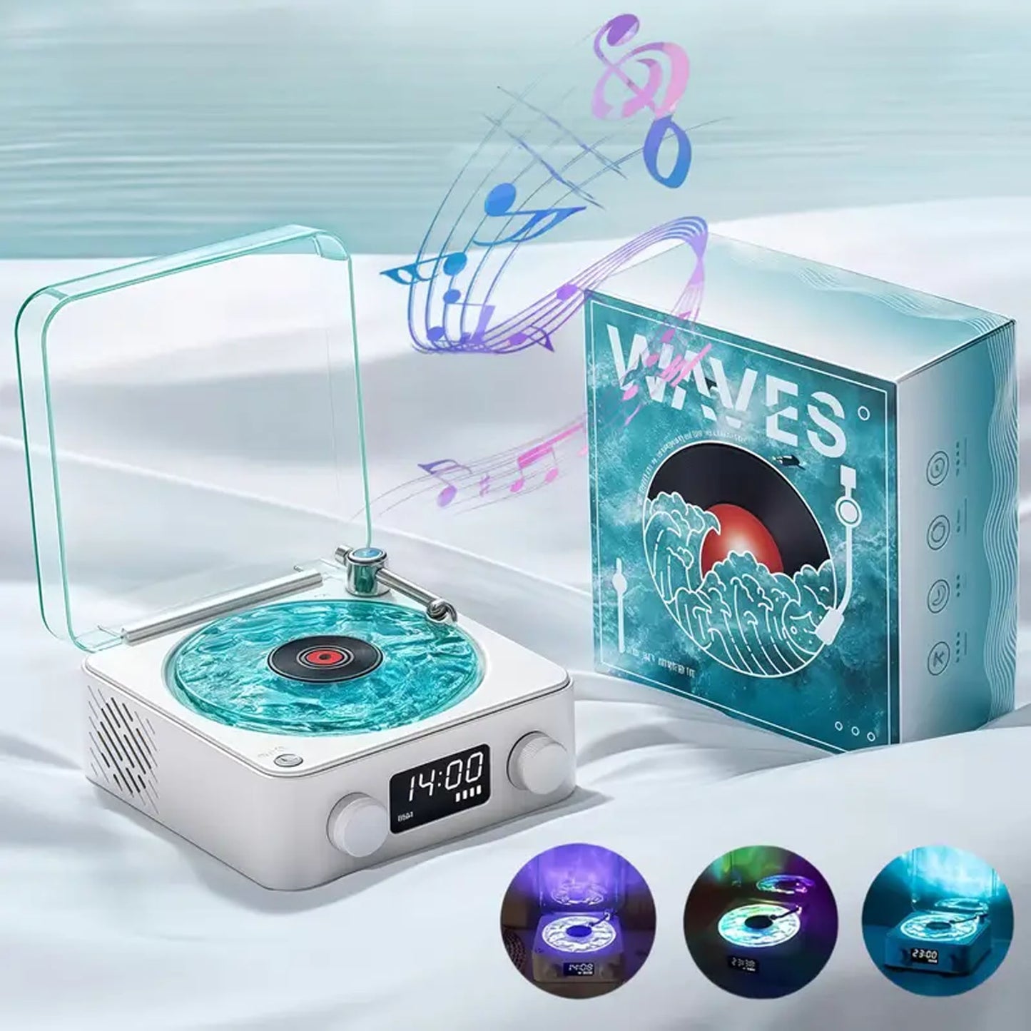 Wave Vinyl Bluetooth Speaker with Ambient Lights