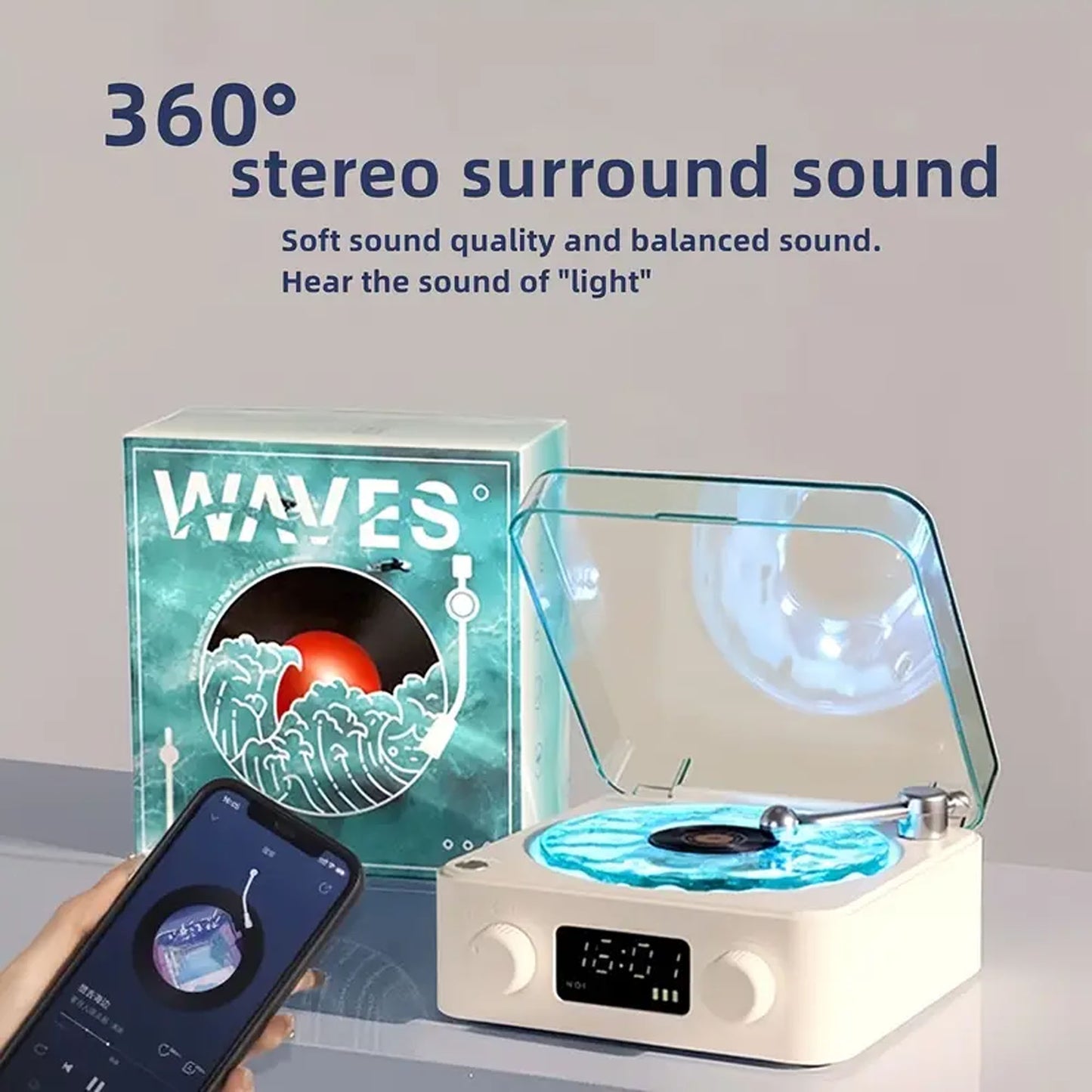 Wave Vinyl Bluetooth Speaker with Ambient Lights